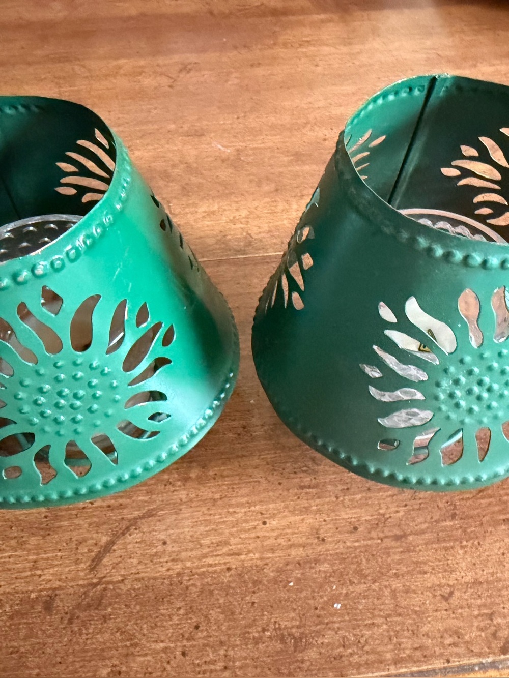 Sunflower Metal Cutout Tea Light Lanterns - Decorative Pair